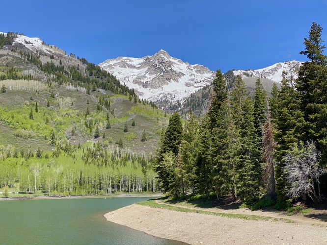 View of White Baldy mountain and the Silver Lake Flat Reservoir