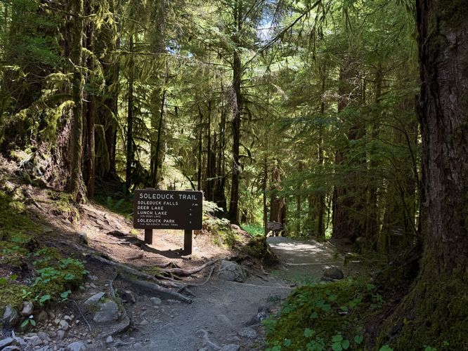 "Soleduck Trail" sign which appears to be misspelt