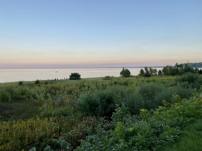 View of Lake Superior and the sunset from the North Country Trail