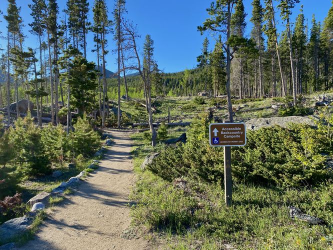 Pathway leads to an accessible campsite (permit required)