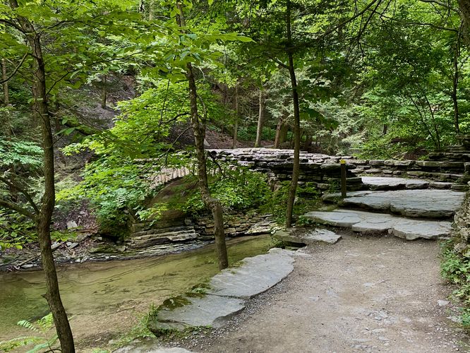 Scenic stone footbridge