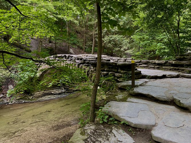 Scenic stone footbridge