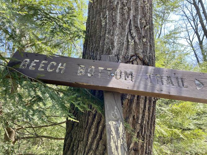 Beech Bottom Trail sign - hidden