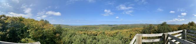 Panoramic view from the top of Summit Peak Tower in the Porcupine Mountains