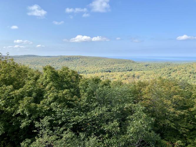 Vista of the Porcupine Mountains from boardwalk