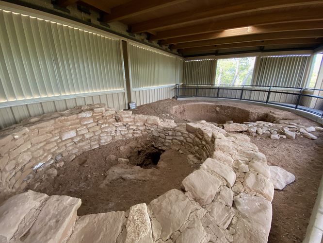 Ancient Puebloan kiva sits in what used to be a large village town, circa 1200 CE