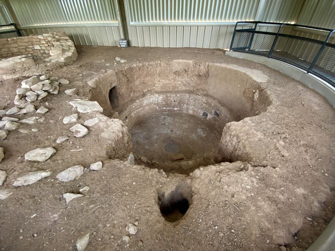 Ancient Puebloan kiva sits in what used to be a large village town, circa 1200 CE