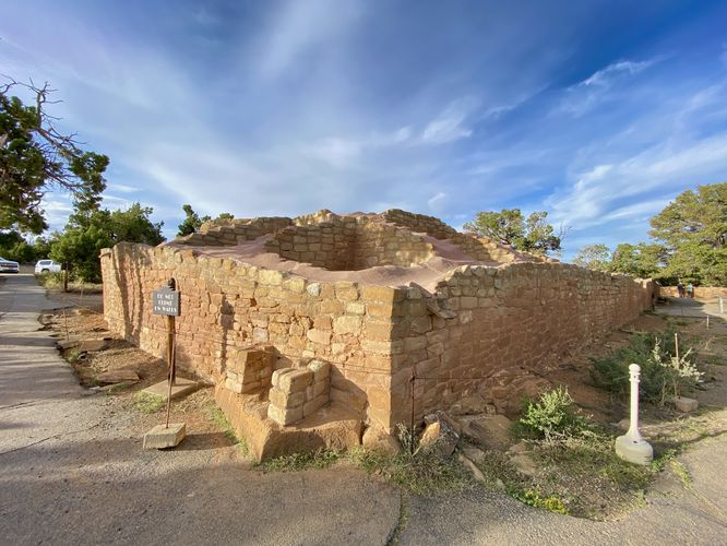 Tall stone walls of the ancient Puebloan Sun Temple