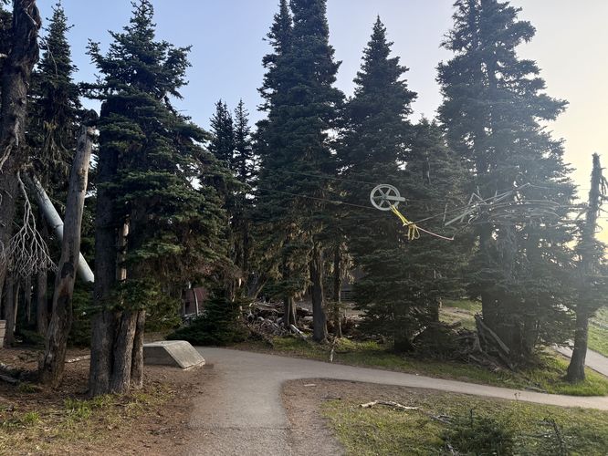 Trail junction at the ski lift