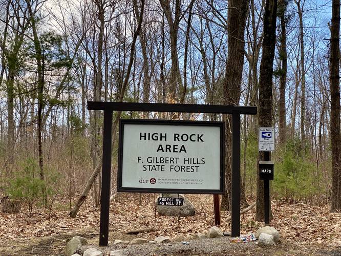 High Rock Area sign of F. Gilbert Hills State Forest