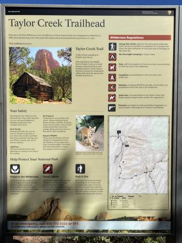 Taylor Creek trailhead info kiosk and map
