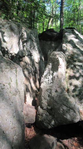 Trail goes between the rocks