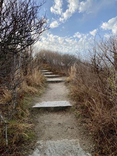 Stairs lead to the top of The Knob