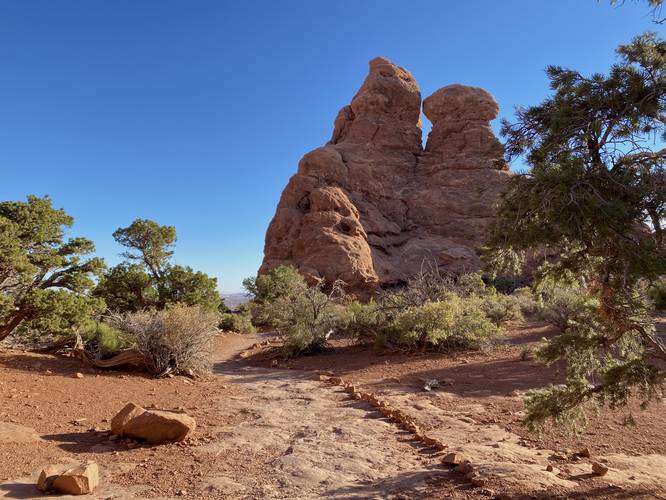 Trail leads through the desert of Arches National Park