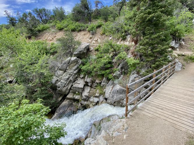 15-foot waterfall (w/footbridge)