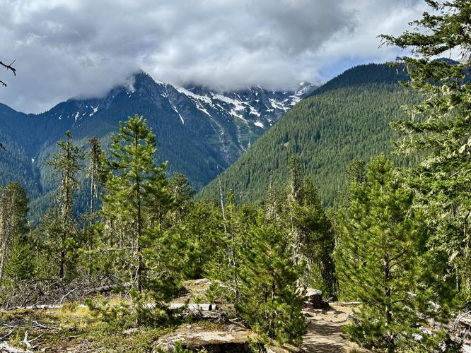 View of alpine mountains overhead