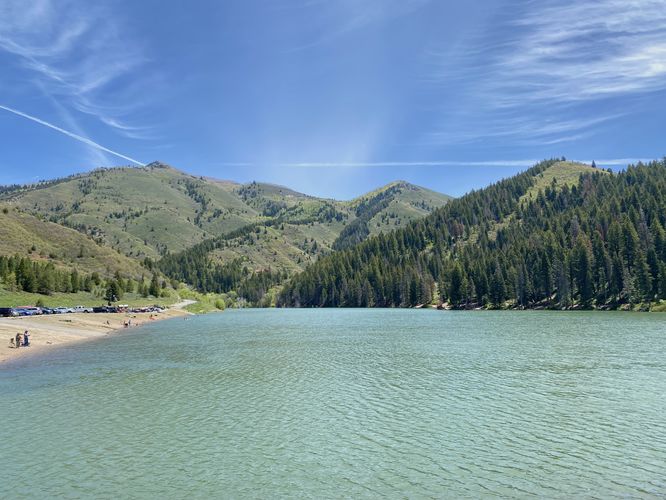 View of the Tibble Fork Reservoir and surrounding mountains