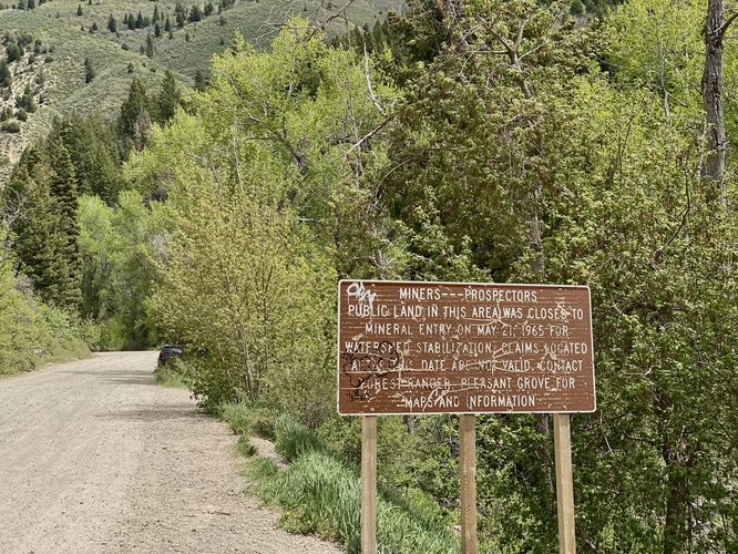 Sign telling miners / prospectors that this area has been closed since 1965