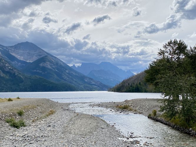 View of Upper Waterton Lake from the footbridge
