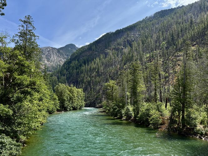East view of the Skagit River and surrounding mountains
