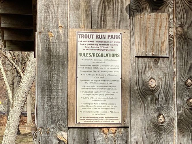 Trout Run Park rules and regulations