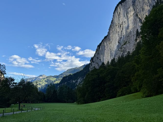 Cliffs of Lauterbrunnen stretch high above the valley