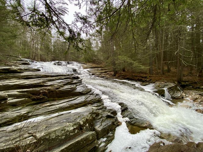 Umpachene Falls, approx. 20-feet tall 60-feet long multi-tier waterfall