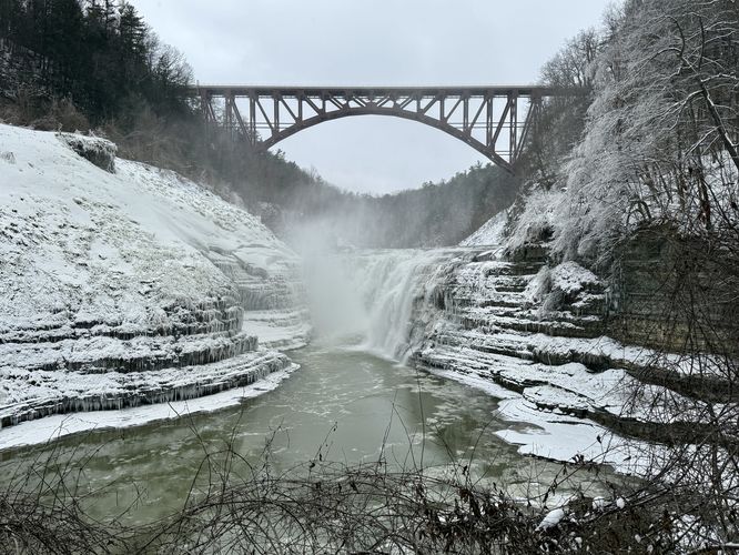 View of Letchworth's Upper Falls from the last lookout point