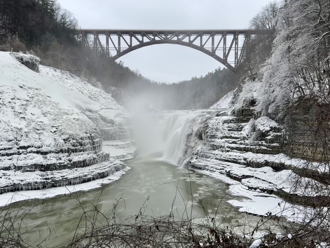Long exposure of Letchworth's Upper Falls from the last lookout point
