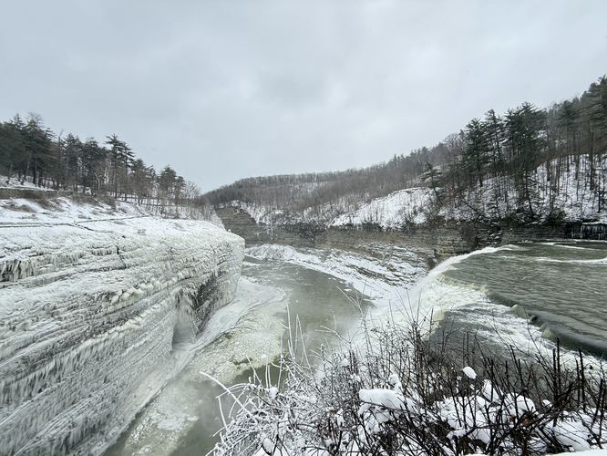 View from the top of the 107-foot tall Middle Falls in Letchworth Gorge