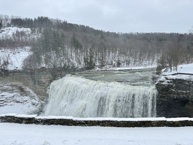 View of the 107-foot tall Middle Falls from the road