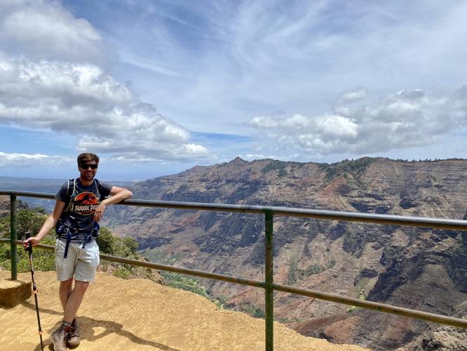 Me (Dave) at the Cliff Trail overlook at Waimea Canyon