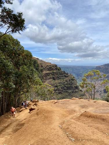 Steep trail descends towards Waipo'o Falls