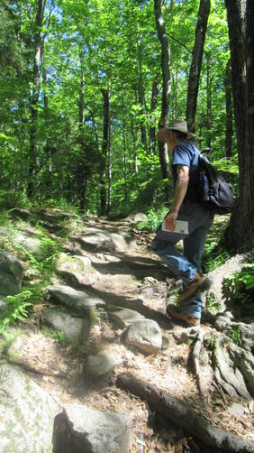 Trail substrate become increasingly more rocky and steep