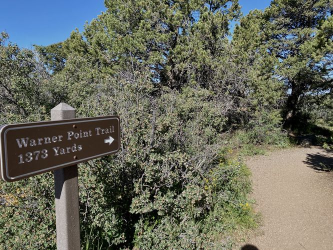 Warner Point Trail trailhead sign