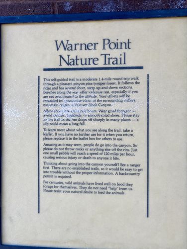 Warner Point Nature Trail info at trailhead