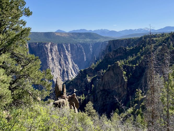 View of the Black Canyon and the West Elk Mountains in the background
