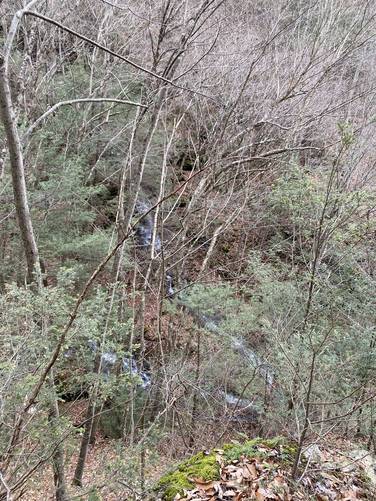 View from rock ledge of Upper Water Tank Falls / aka Twin Falls