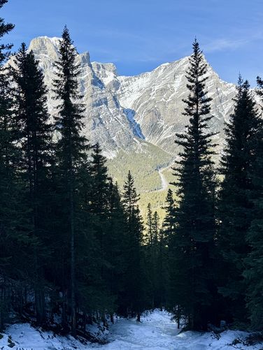 View of Mt. Kidd with the ice run below Wedge Smear