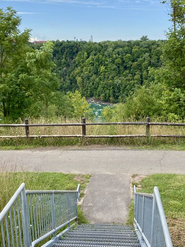 Stairs lead to the trail and over to Niagara Gorge's Whirlpool Rapids