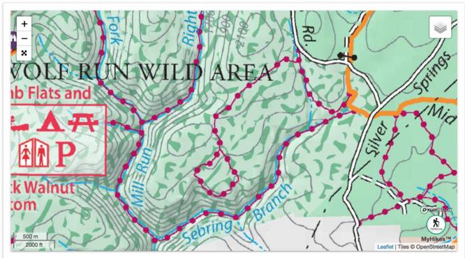 Wolf Run Wild Area map with Lollipop Trail