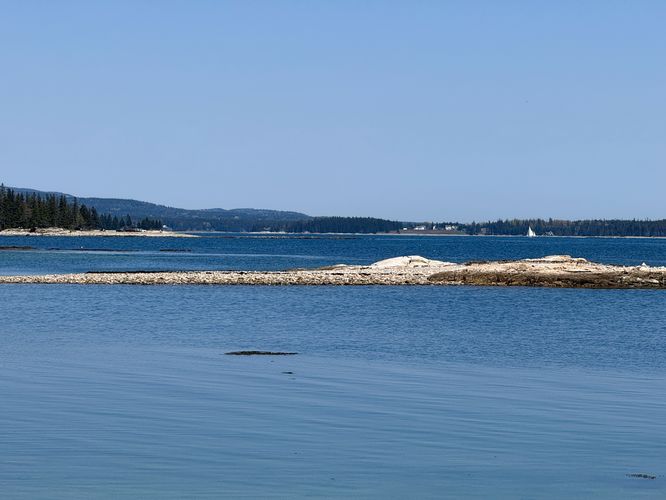 View of a sailboat in the channel