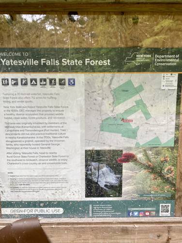 Yatesville Falls State Forest map and info kiosk